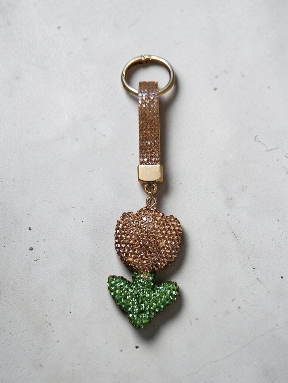 Sassified Boutique Nwt Crystal Tulip Keychain Wristlet - Rose Gold and Green